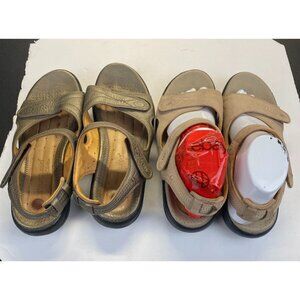 Clarks Unstructured Gold Women Sandals Straps Slide Open Toe Comfort Size 8.5W